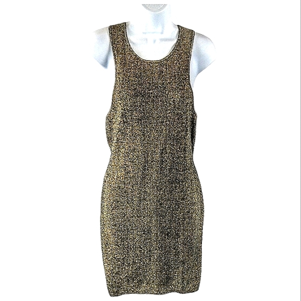 J.O.A. mettalic gold and black knit dress